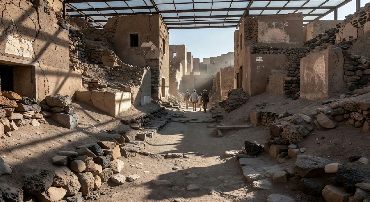 Oude ruïnes bezoeken in Akrotiri